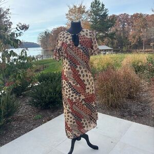 Vintage Expressions Boho Patchwork Midi Dress – Size M